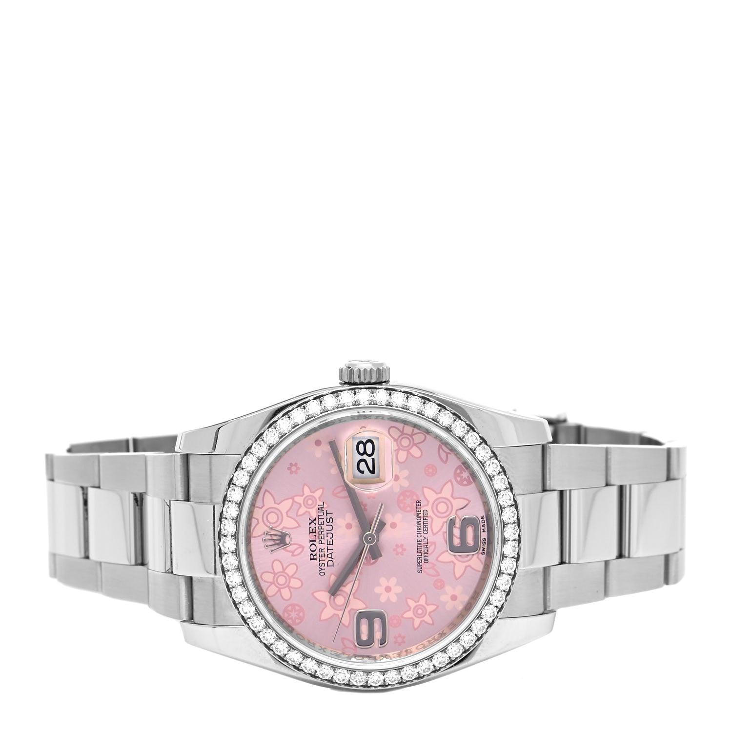 Rolex Stainless Steel Diamond 36mm Oyster Perpetual Datejust Watch Pink Flowers 116244 2 of 4
