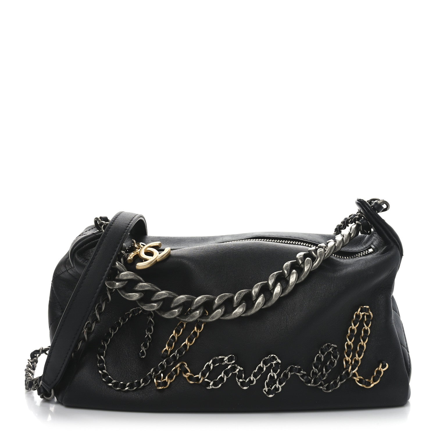 Chanel Calfskin Chain 20s Signature Hobo Black 1 of 9