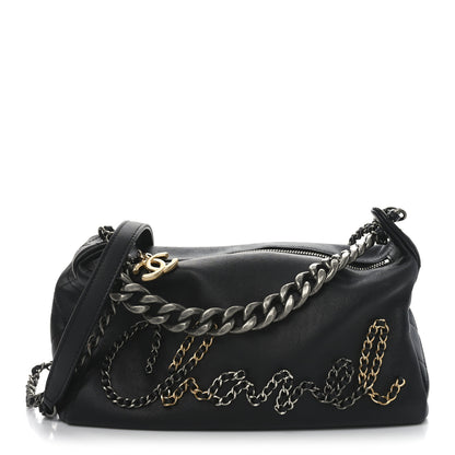 Chanel Calfskin Chain 20s Signature Hobo Black 1 of 9