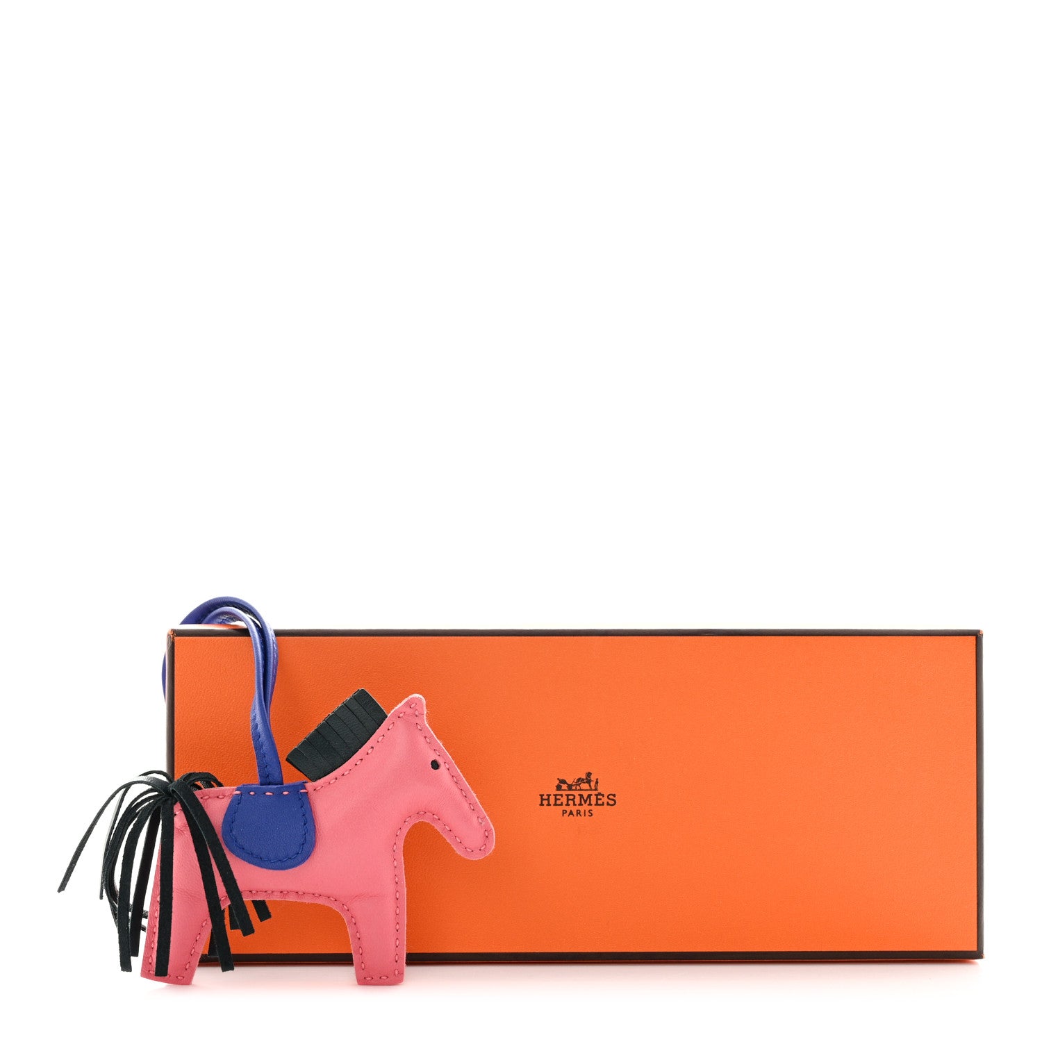 Hermes Milo Lambskin Grigri Rodeo Horse Bag Charm PM Rose Azalee Vert Cypress Bleu Electrique 4 of 4