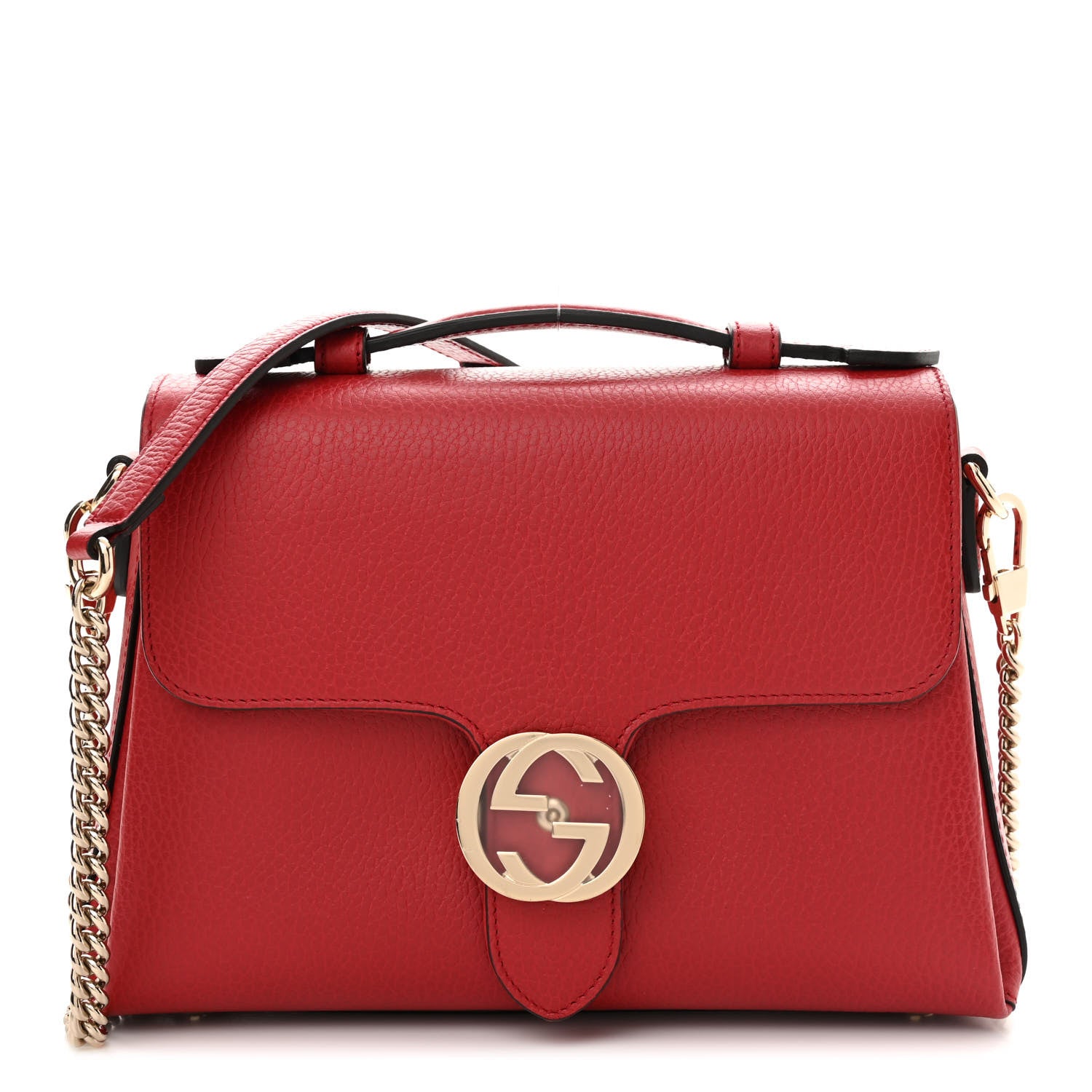 Gucci Dollar Calfskin Interlocking G Top Handle Shoulder Bag Red 1 of 11