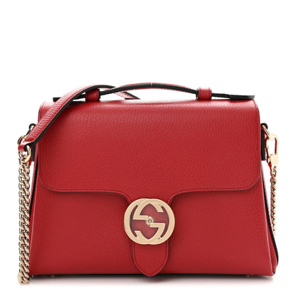Gucci Dollar Calfskin Interlocking G Top Handle Shoulder Bag Red 1 of 11