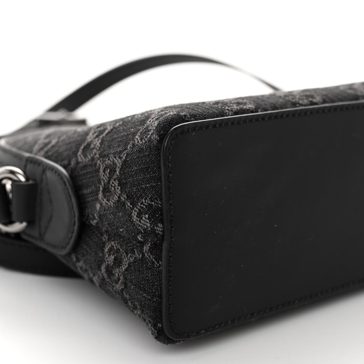Denim Cuoio Harness GG Monogram Small Ophidia Dome Shoulder Bag Black Medium Grey