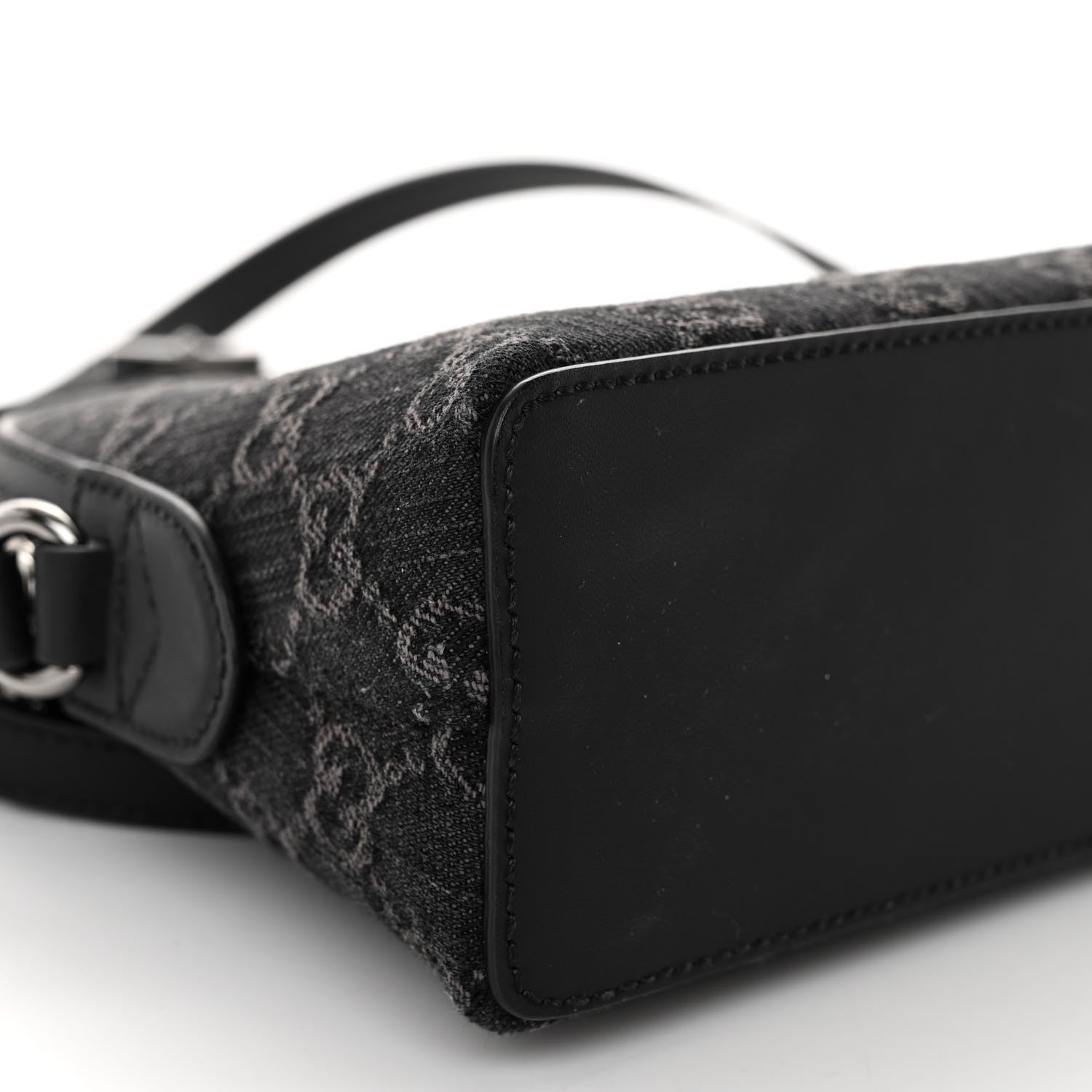 Gucci Denim Cuoio Harness GG Monogram Small Ophidia Dome Shoulder Bag Black Medium Grey 7 of 9