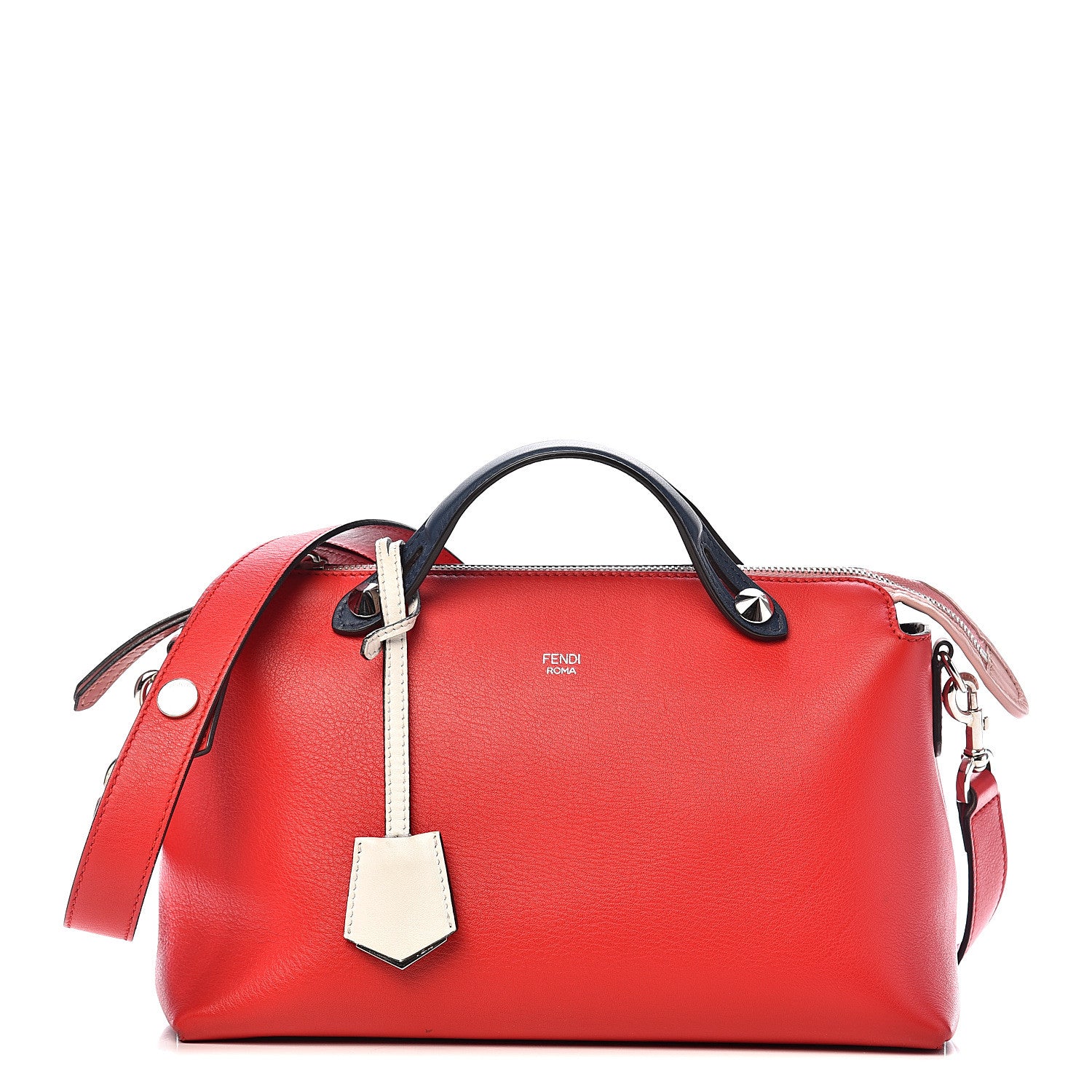 Fendi Vitello Dolce 4 Color Medium By The Way Boston Bag Caipiroska Blue Multicolor 1 of 11