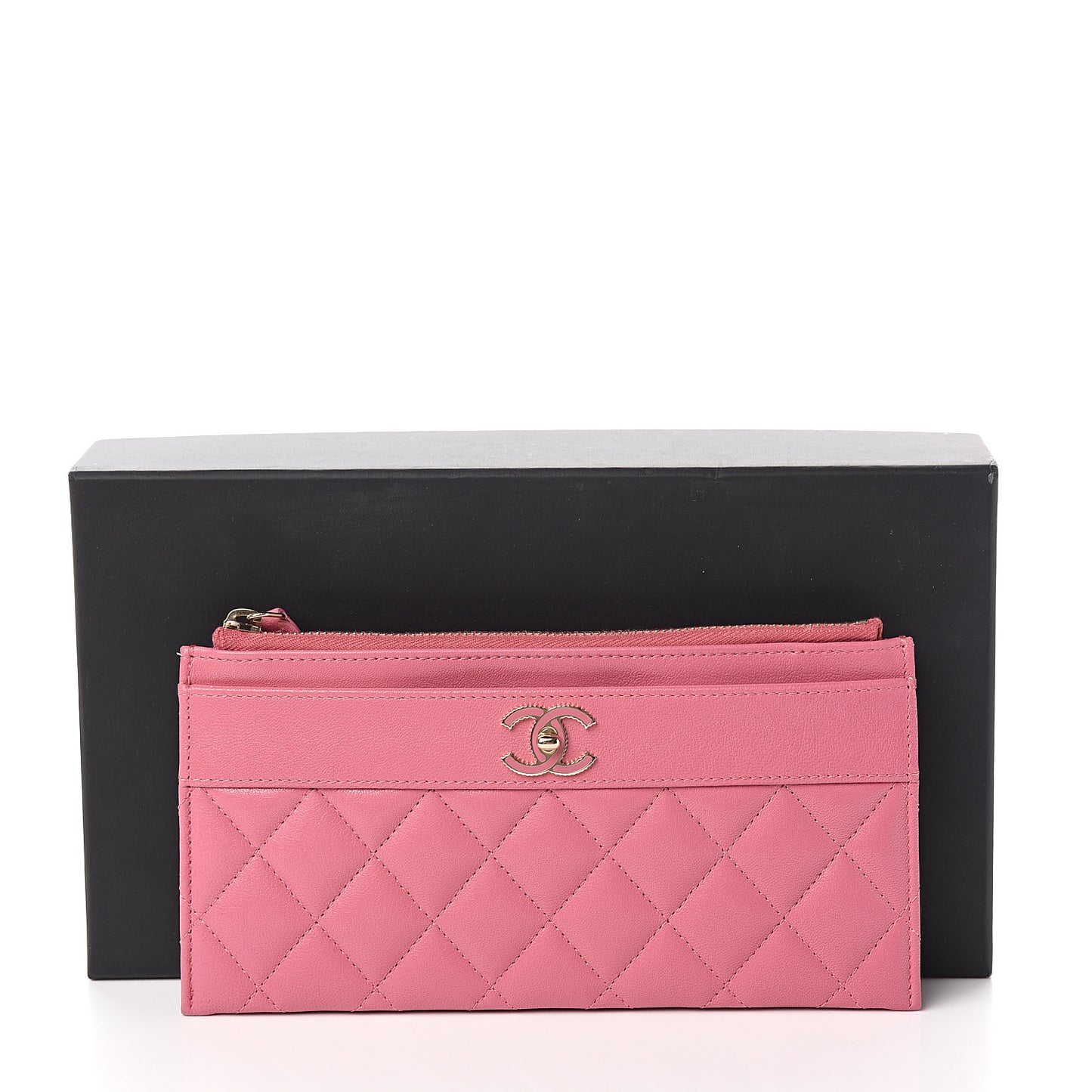 Sheepskin Quilted Mademoiselle Vintage Zip Pouch Pink