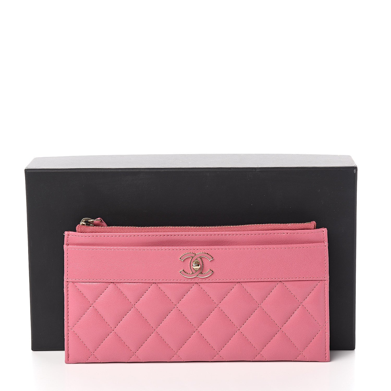 Chanel Sheepskin Quilted Mademoiselle Vintage Zip Pouch Pink 7 of 7