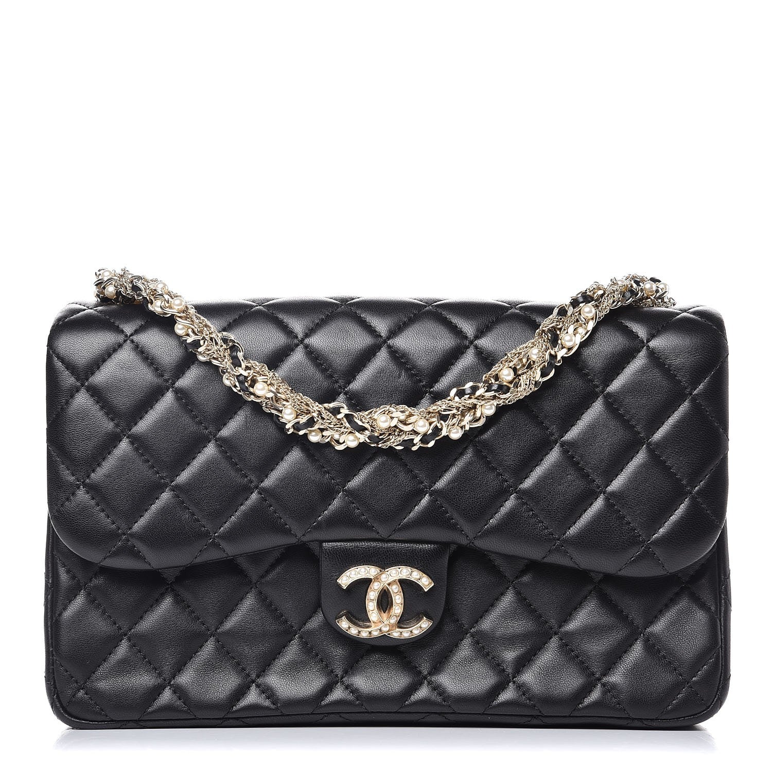 Chanel Lambskin Quilted Medium Westminster Pearl Flap Black 1 of 7