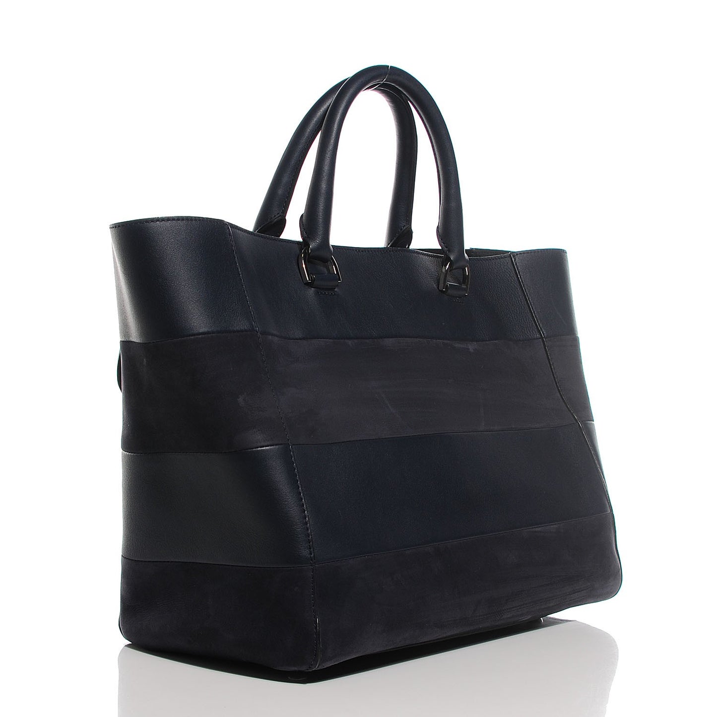 Silky Calf Nubuck Stripe Medium Willow Tote Midnight Blue