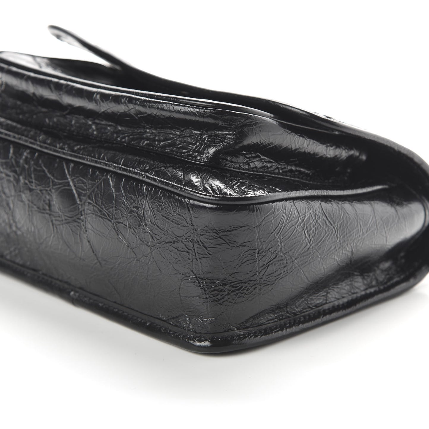 Crinkled Calfskin Matelasse Monogram Baby Niki Chain Satchel Black
