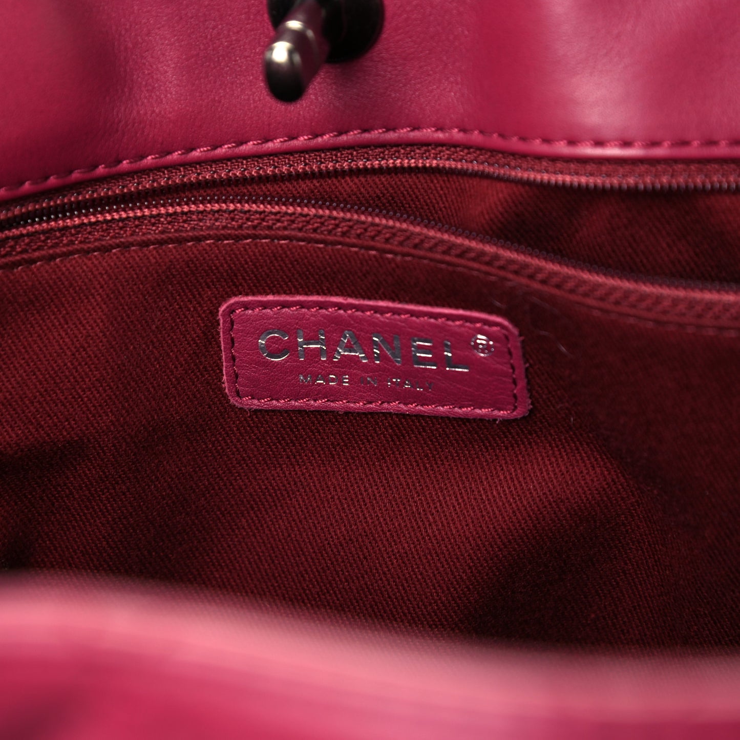 Calfskin Quilted Small Shopping In Chains Tote Dark Pink