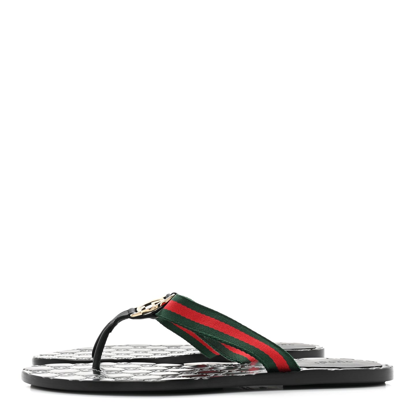 Nylon Guccissima Web Womens Thong Sandals 40 Green Red Black