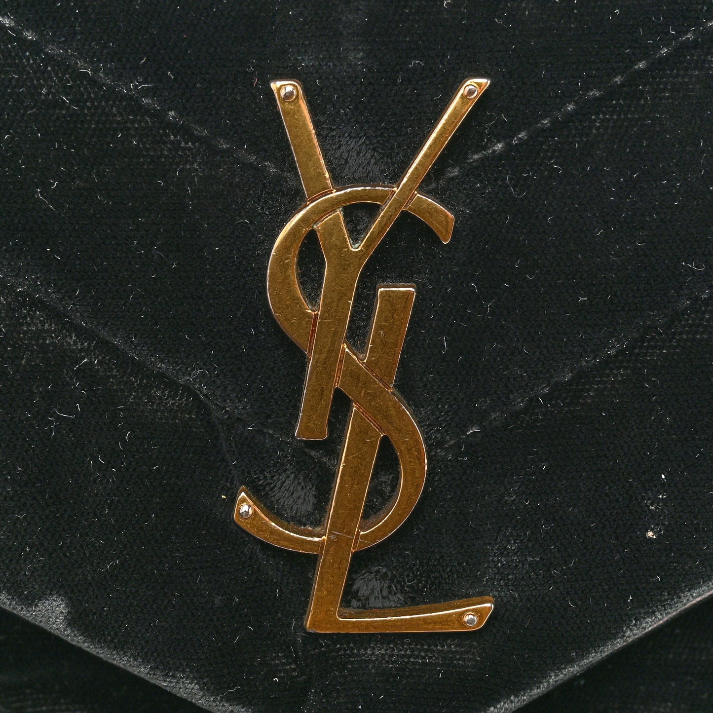 Velvet Y Quilted Monogram Small Loulou Chain Satchel Black