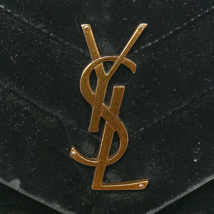 Saint Laurent Velvet Y Quilted Monogram Small Loulou Chain Satchel Black 15 of 15
