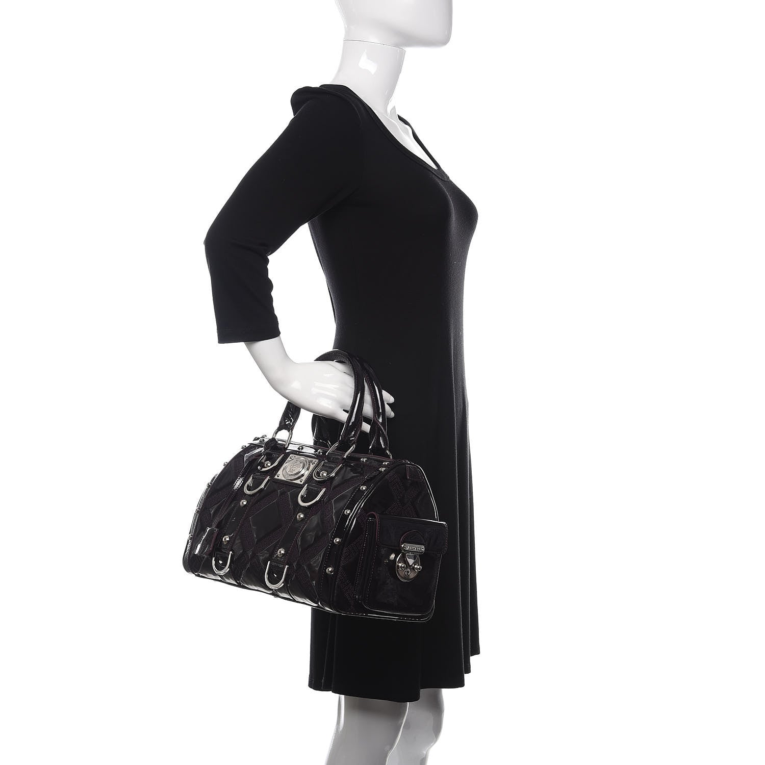 Versace Patent Madonna Satchel Dark Purple 2 of 11