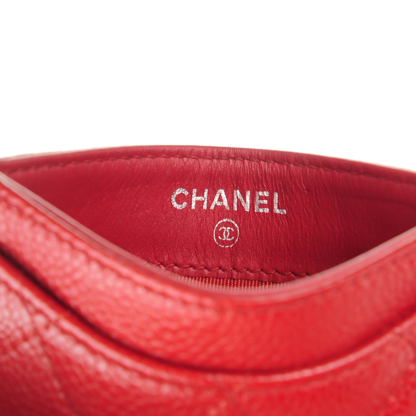 Caviar Quilted Card Holder Red