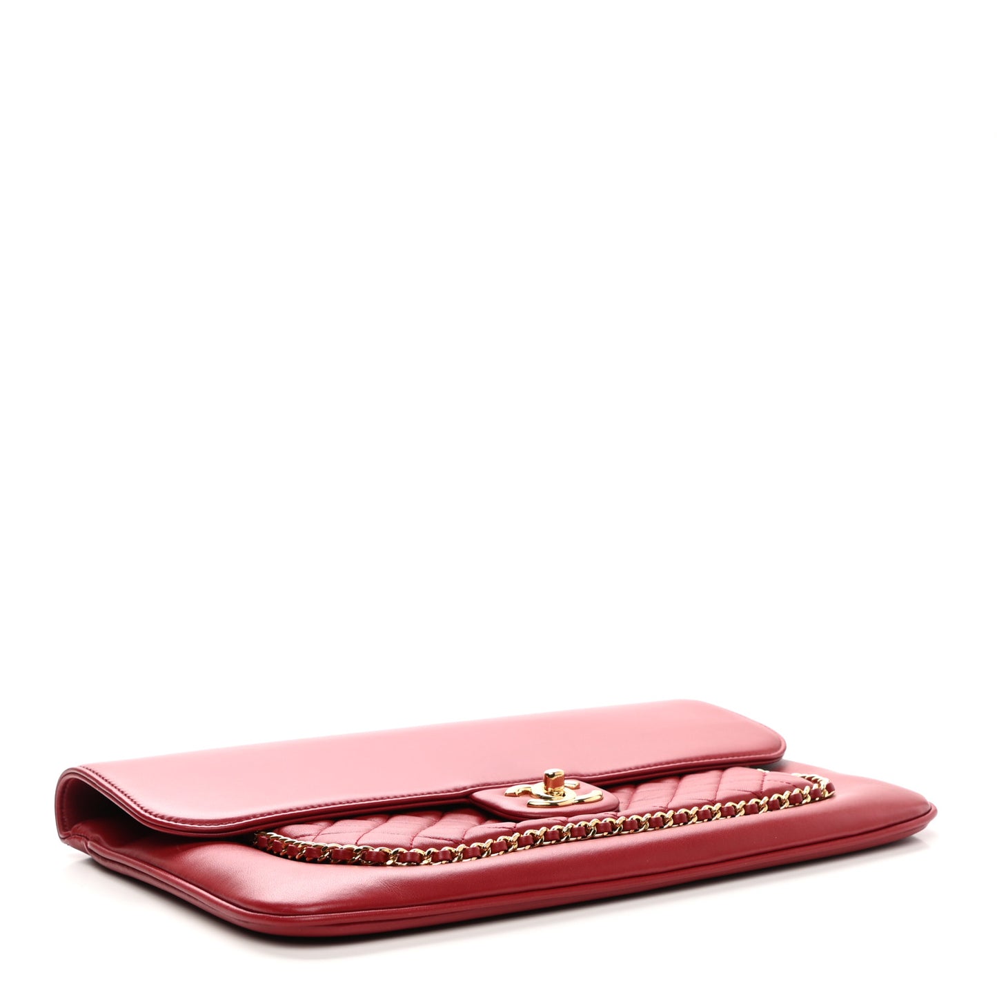 Lambskin Quilted CC Unchained Clutch Red