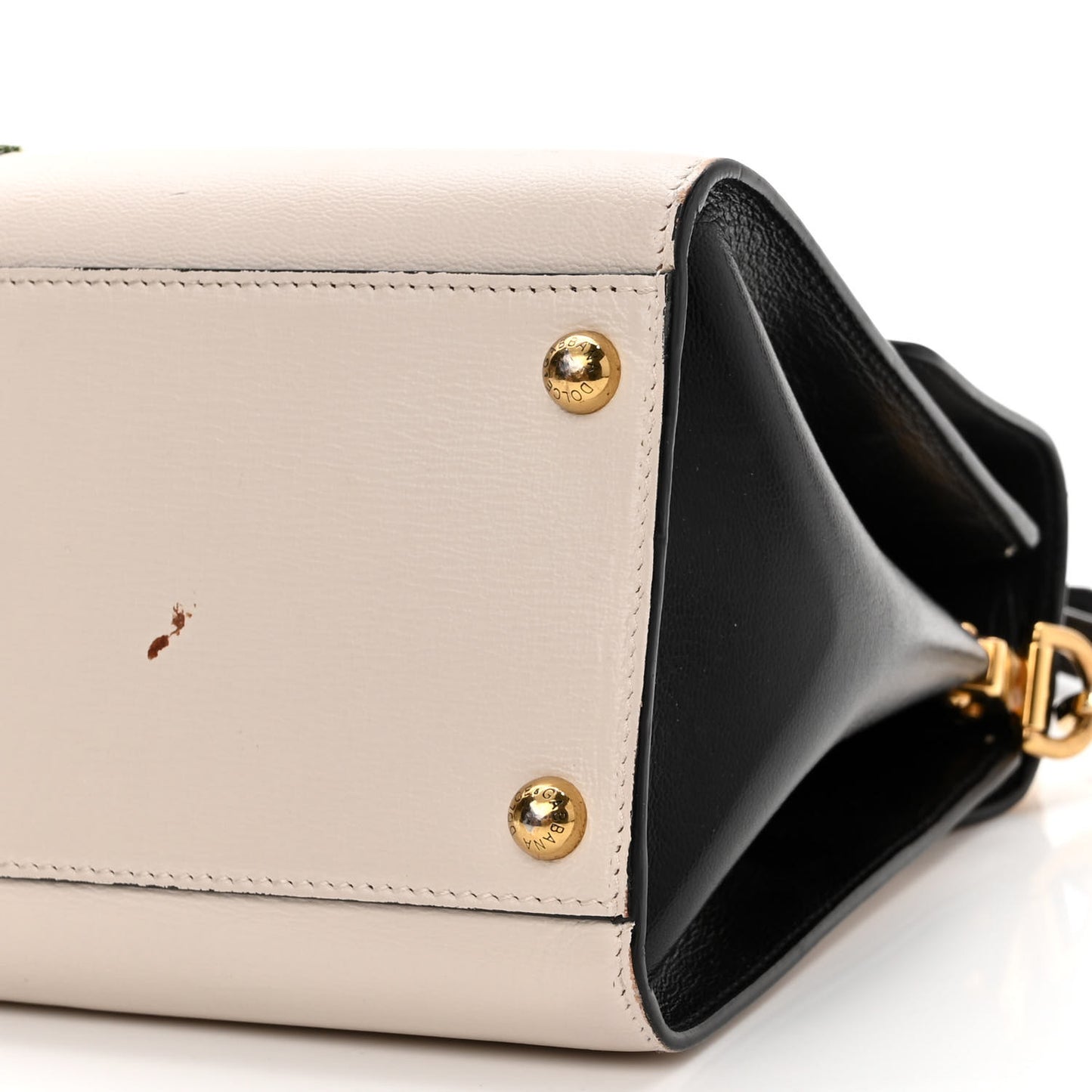 Calfskin Embroidered Welcome Satchel White