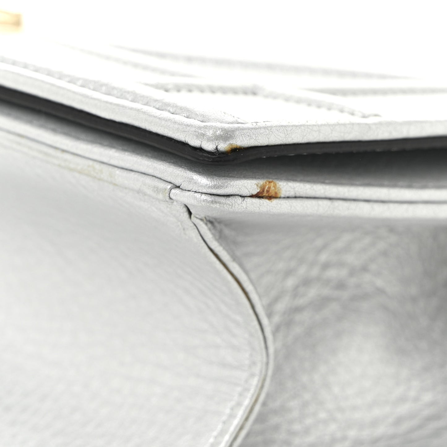 Metallic Calfskin Small Diorama Flap Bag Silver