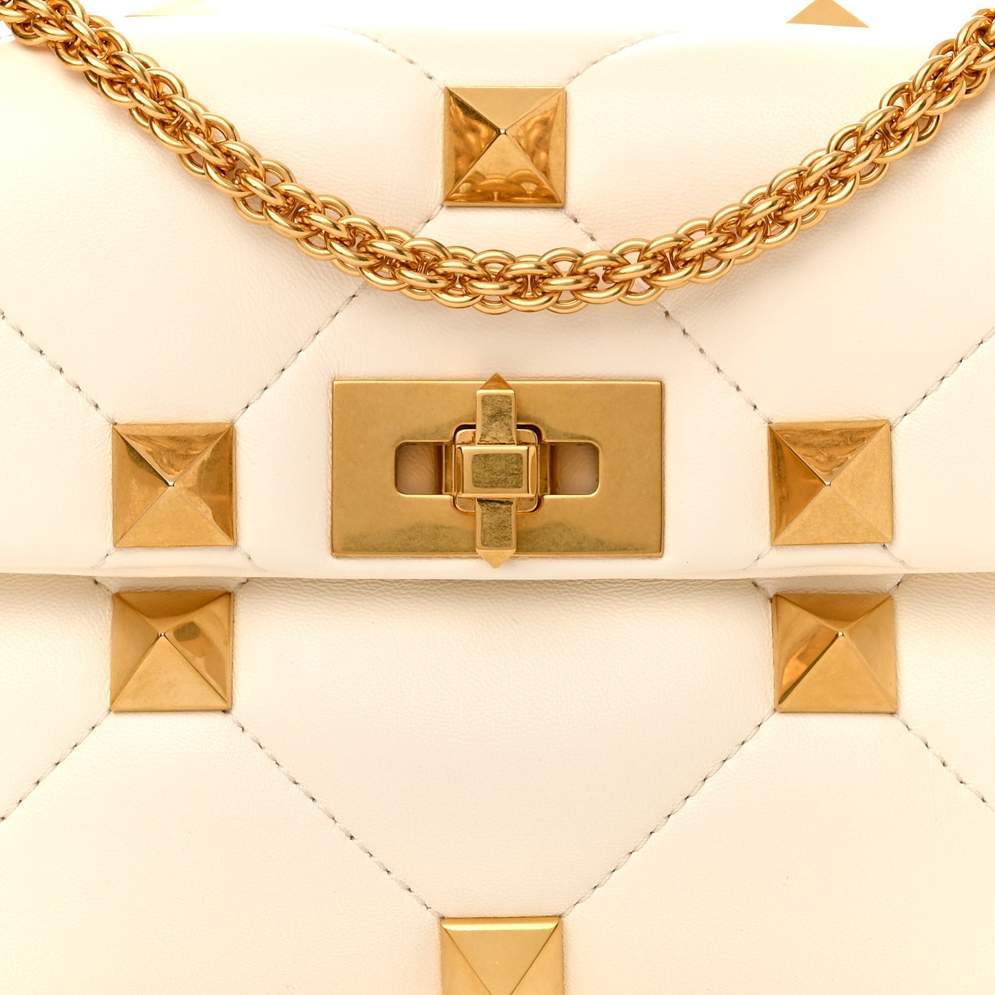 Nappa Medium Roman Stud Shoulder Bag Ivory