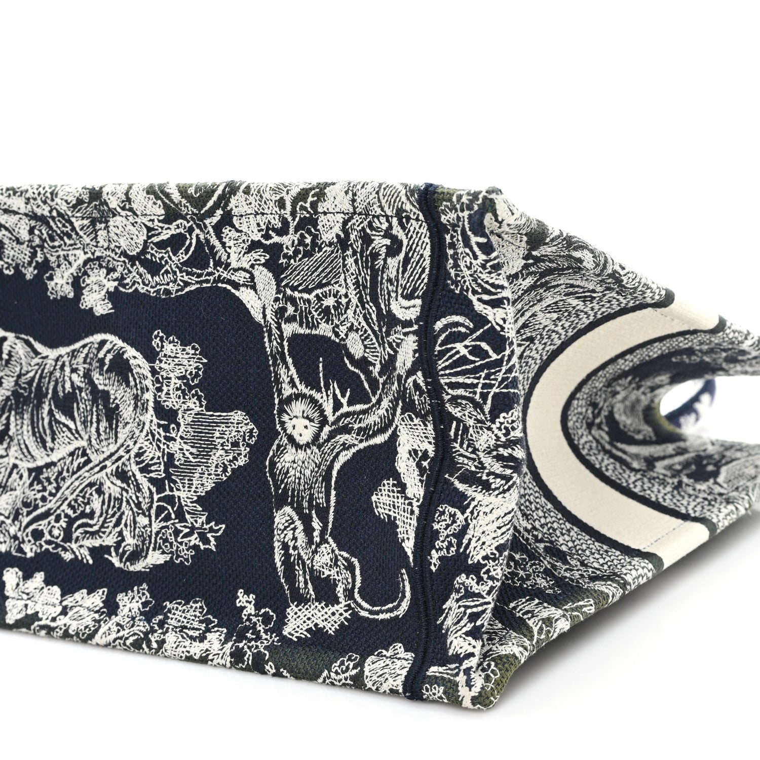 Christian Dior Canvas Embroidered Medium Toile De Jouy Reverse Book Tote Blue Green 10 of 11