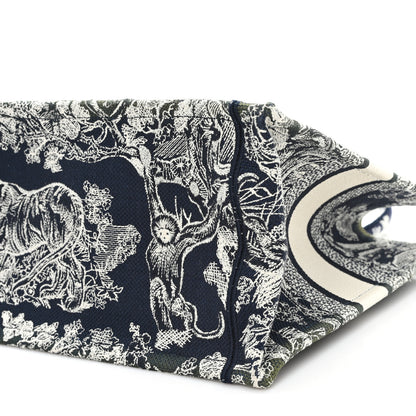 Christian Dior Canvas Embroidered Medium Toile De Jouy Reverse Book Tote Blue Green 10 of 11
