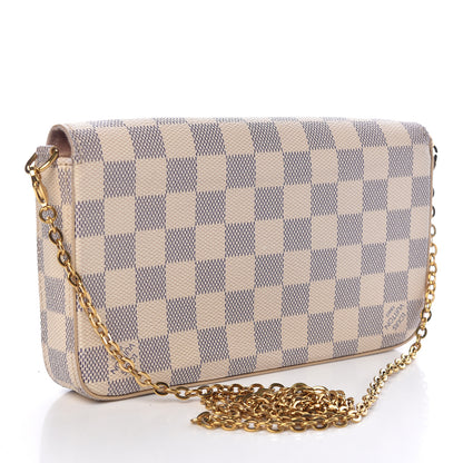 Louis Vuitton Damier Azur Pochette Felicie Chain Wallet Rose Ballerine 3 of 11