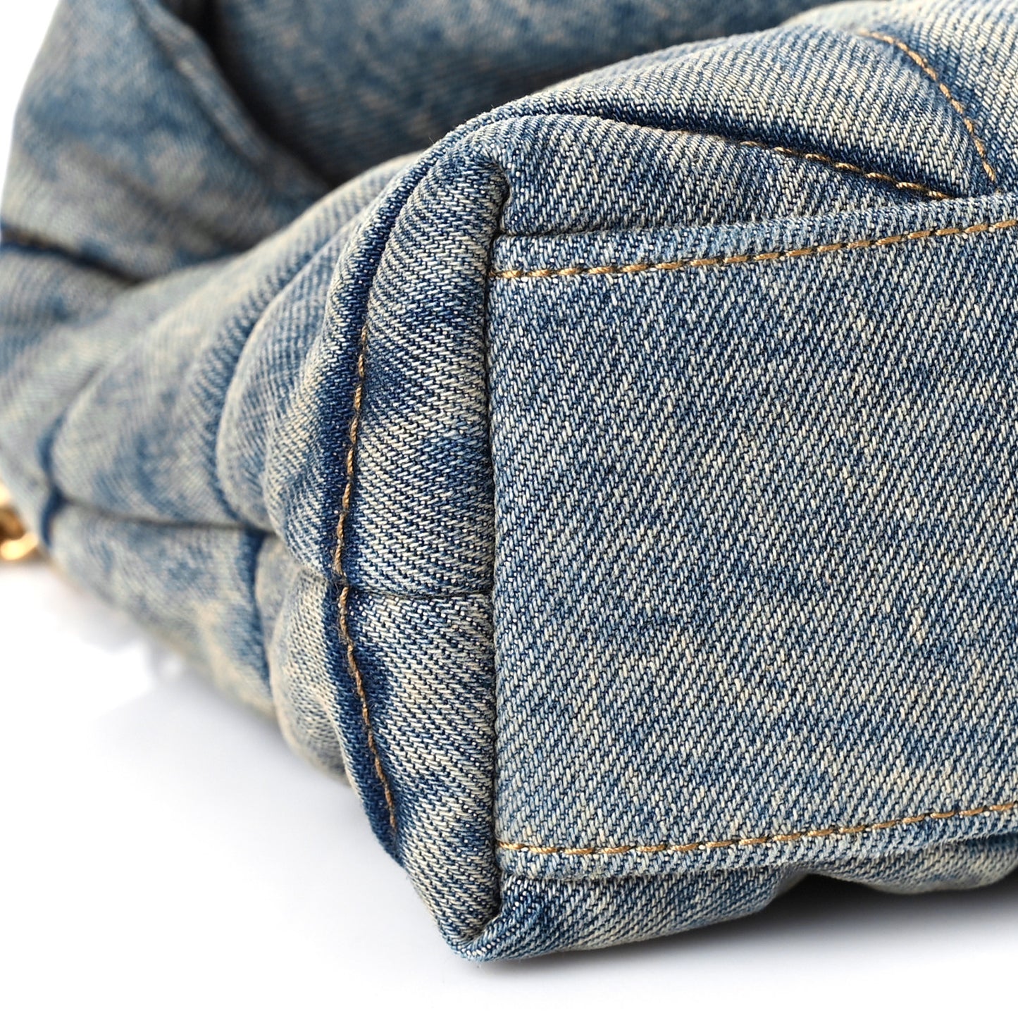 Denim Quilted Toy Loulou Puffer Monogram Chain Satchel Rodeo Blue