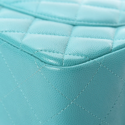 Chanel Caviar Quilted Jumbo Double Flap Turquoise 11 of 13