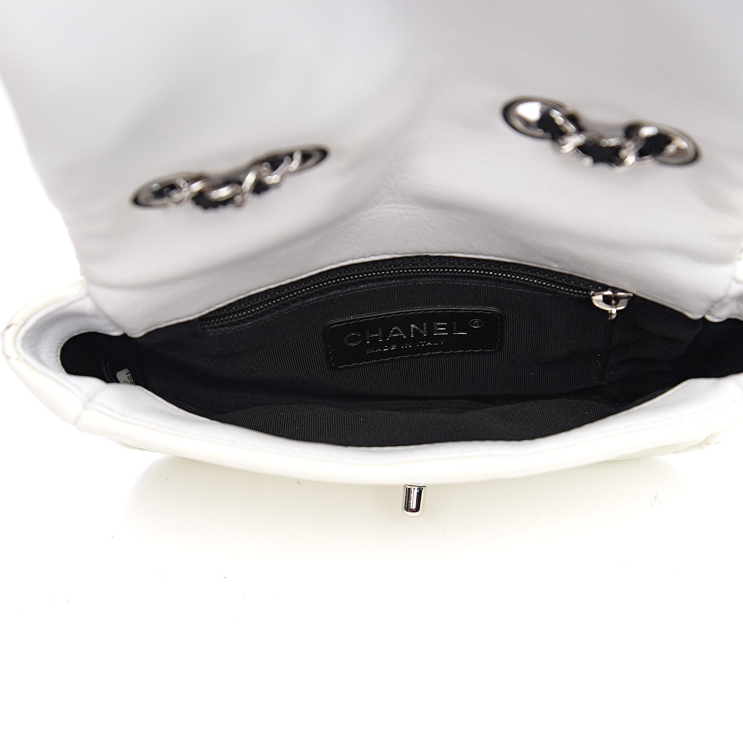 Chanel Patent Perforated Woven Mini Flap White Black 4 of 9