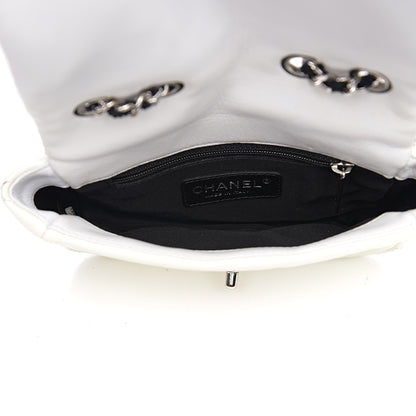 Chanel Patent Perforated Woven Mini Flap White Black 4 of 9