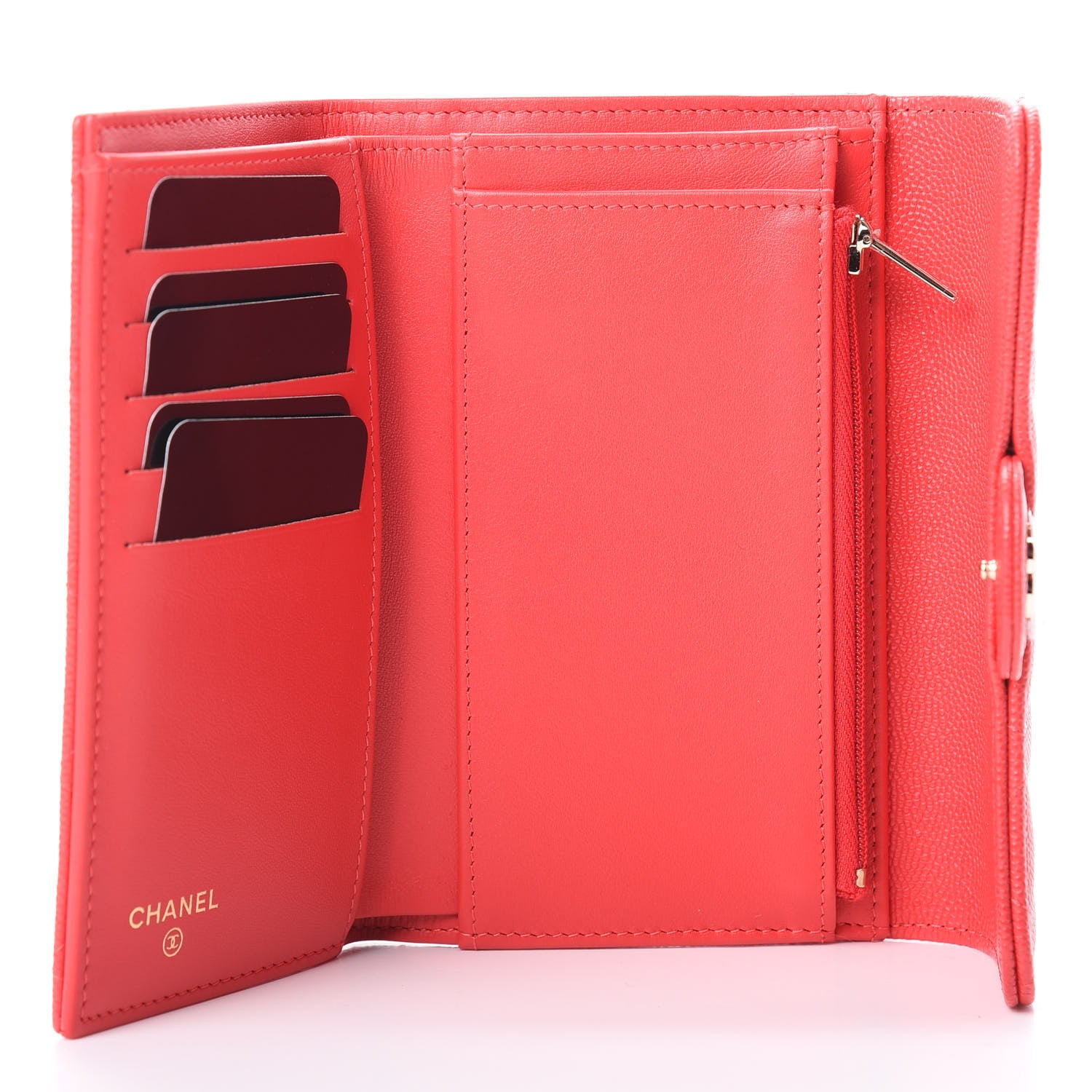 Chanel Caviar Quilted Medium Flap Wallet Red 5 of 9