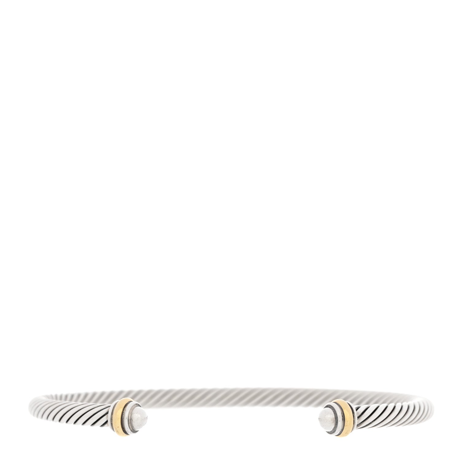 David Yurman Sterling Silver 18K Yellow Gold 4mm Cable Classics Bracelet 1 of 4