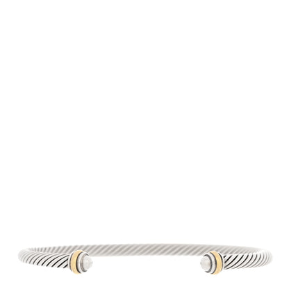 David Yurman Sterling Silver 18K Yellow Gold 4mm Cable Classics Bracelet 1 of 4