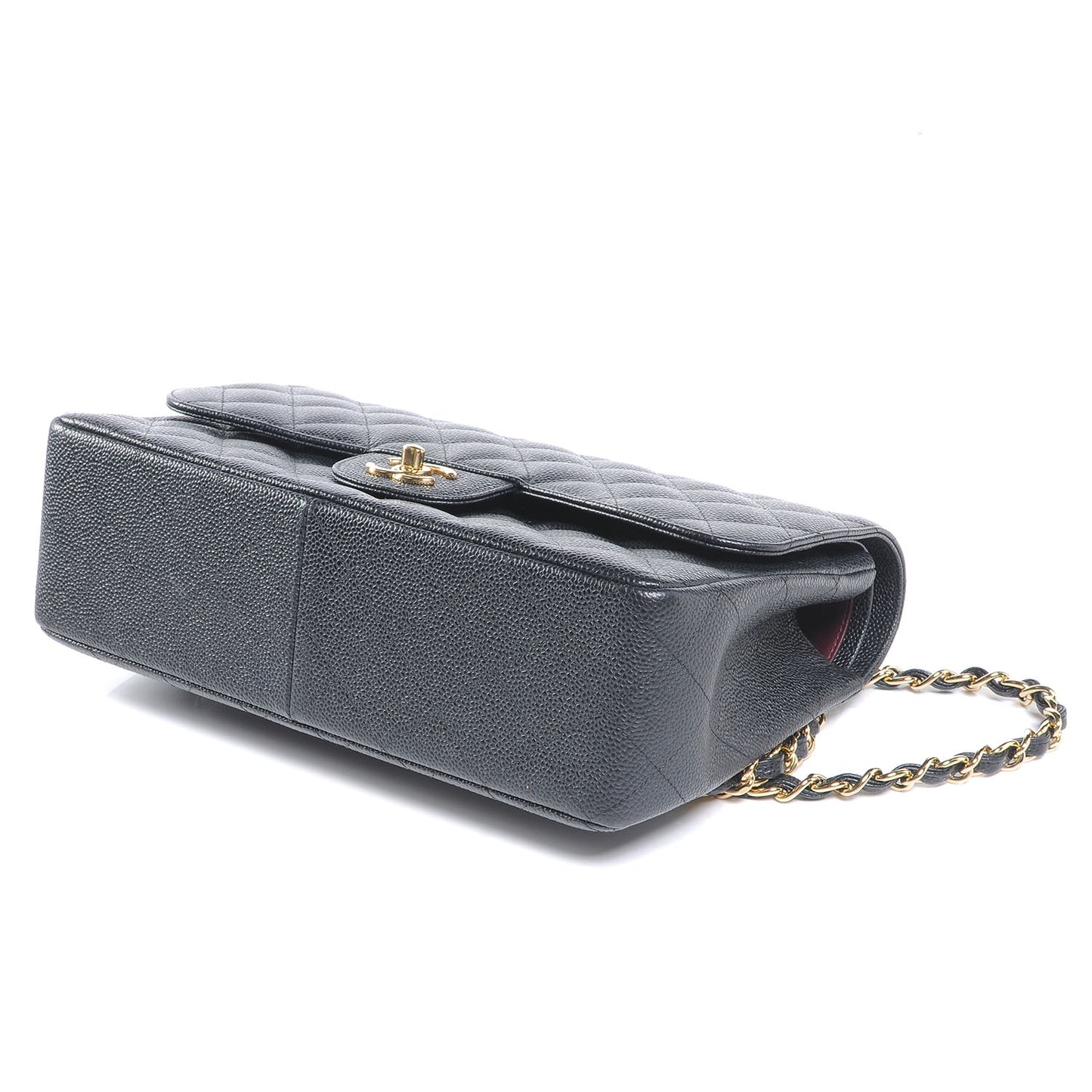 Caviar Quilted Jumbo Double Flap Black