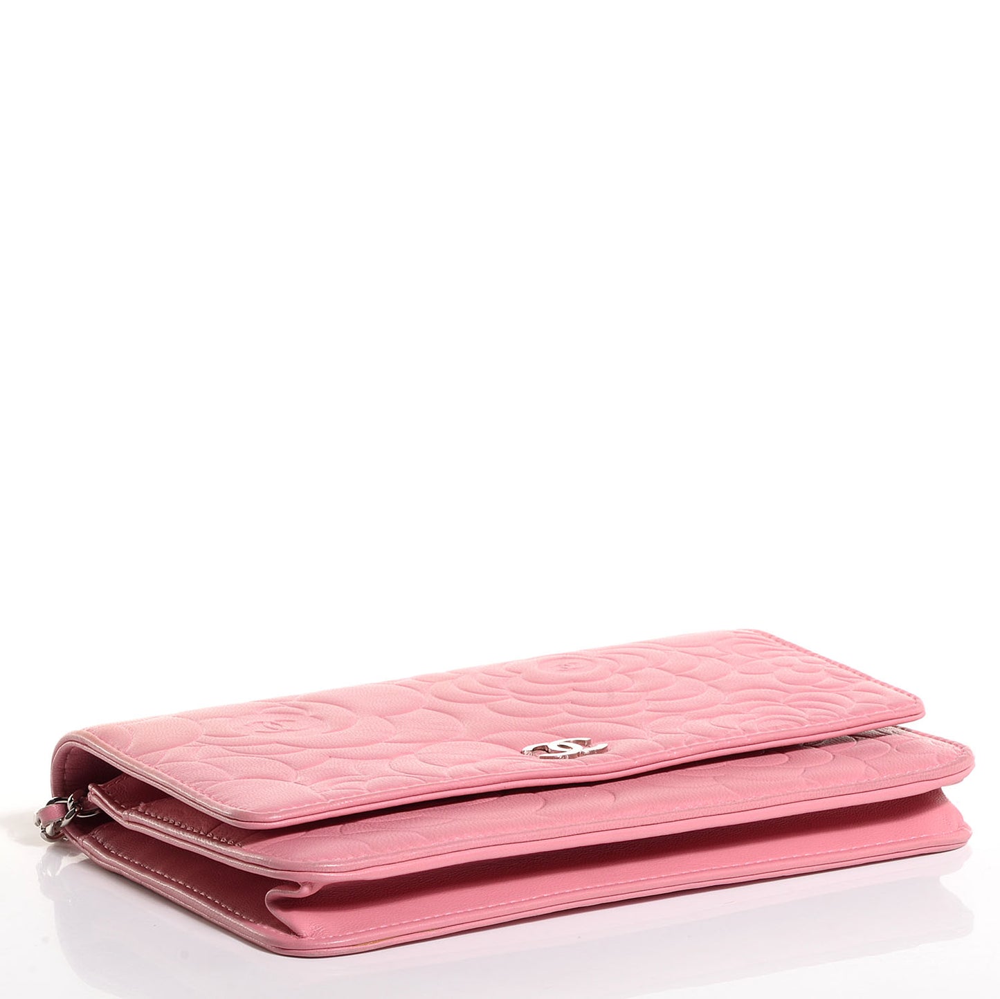 Lambskin Camellia Wallet on Chain WOC Pink