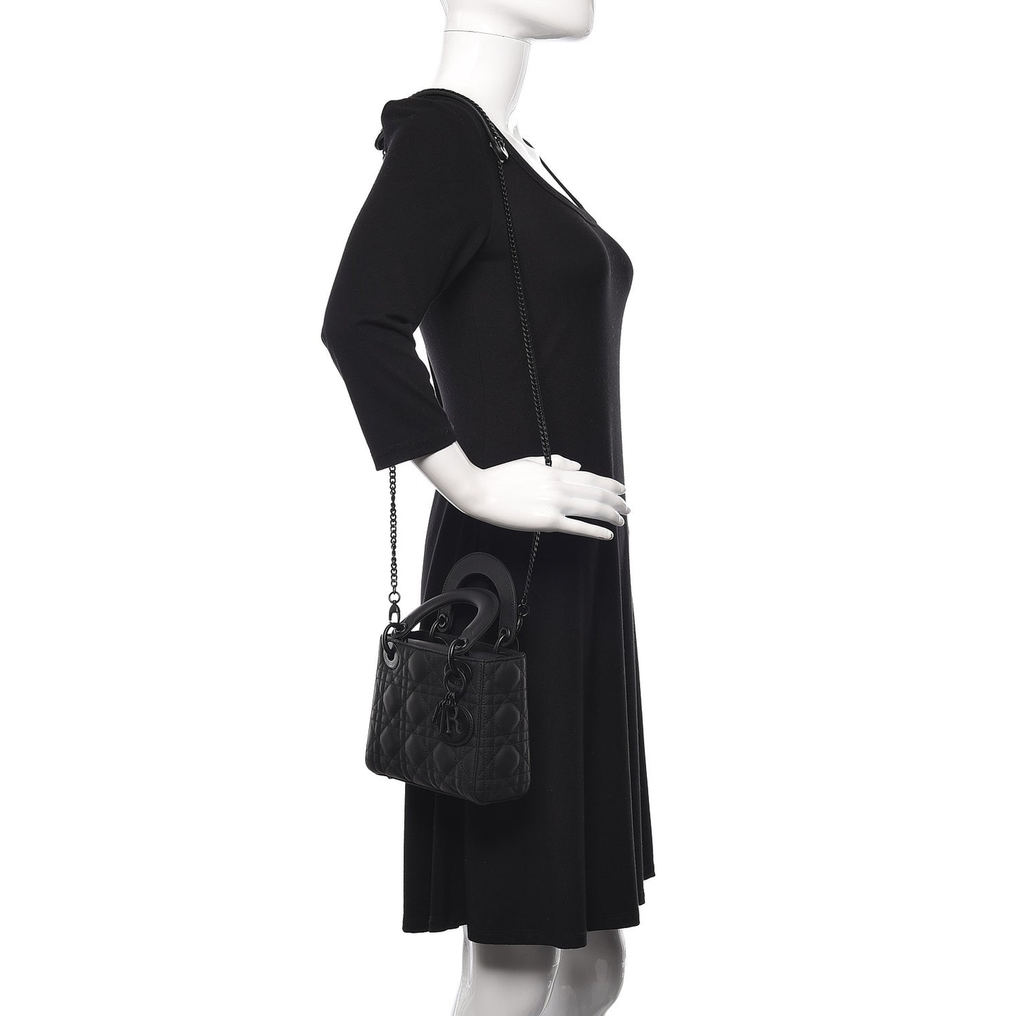 Ultra Matte Calfskin Cannage Mini Lady Dior Black