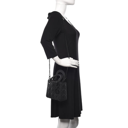Christian Dior Ultra Matte Calfskin Cannage Mini Lady Dior Black 2 of 10