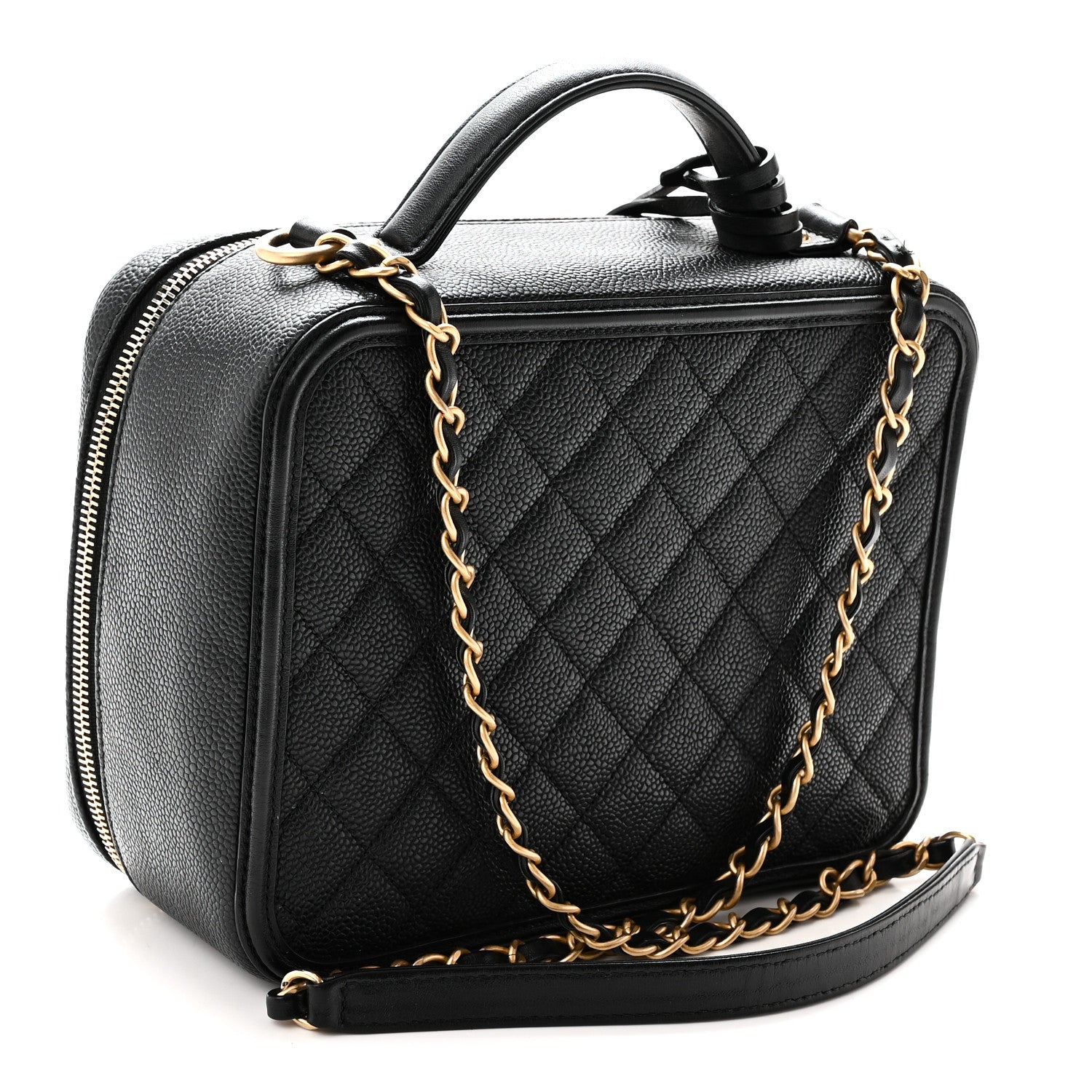 Chanel Caviar Quilted Large CC Filigree Vanity Case Black 4 of 12