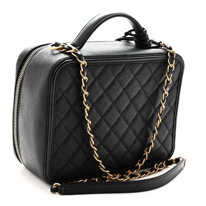Chanel Caviar Quilted Large CC Filigree Vanity Case Black 4 of 12