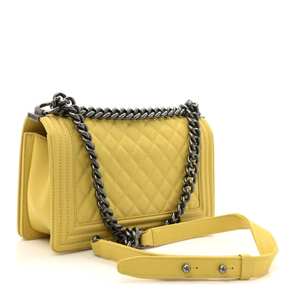 Chanel Calfskin Quilted Medium Boy Flap Yellow 3 of 14