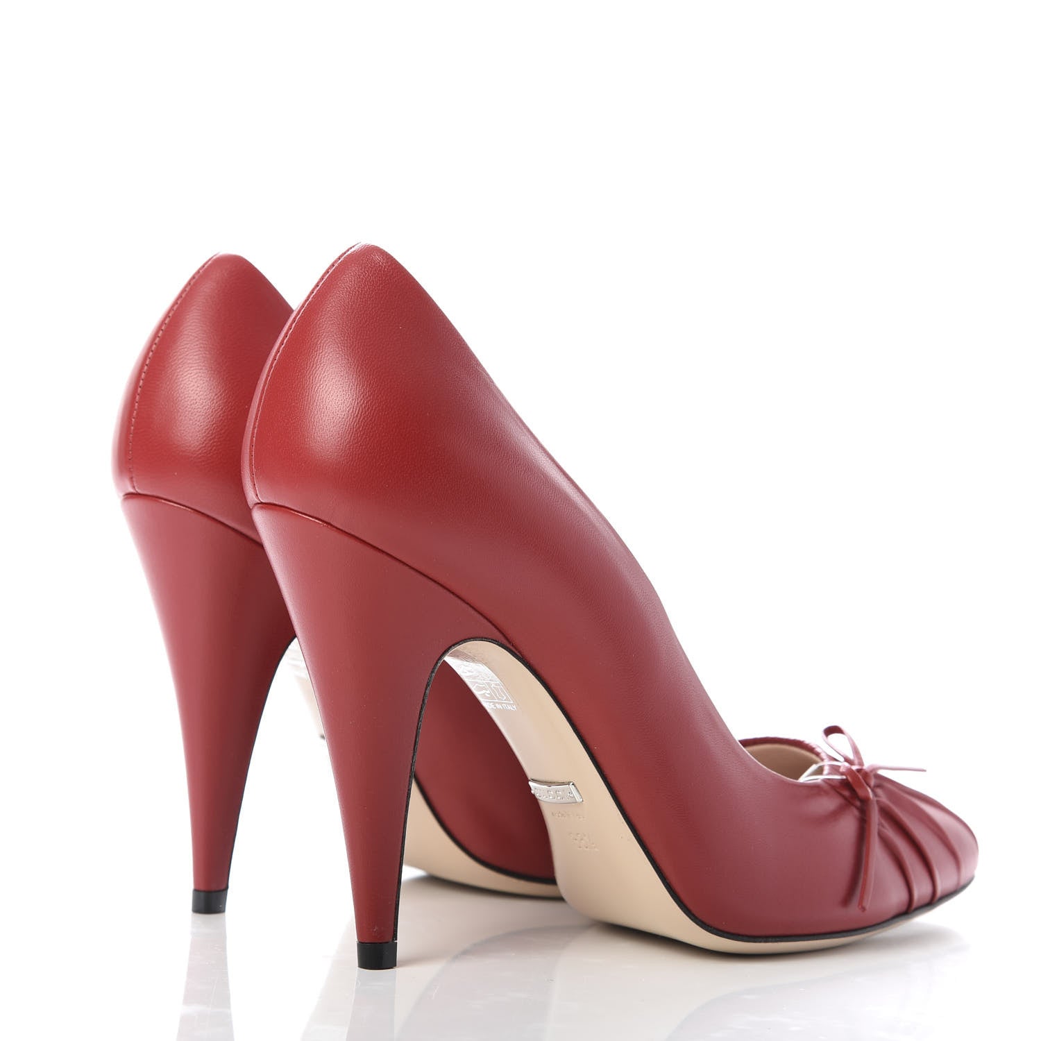 Gucci Nappa Bow High Heel Pumps 38.5 Hibiscus Red 4 of 10