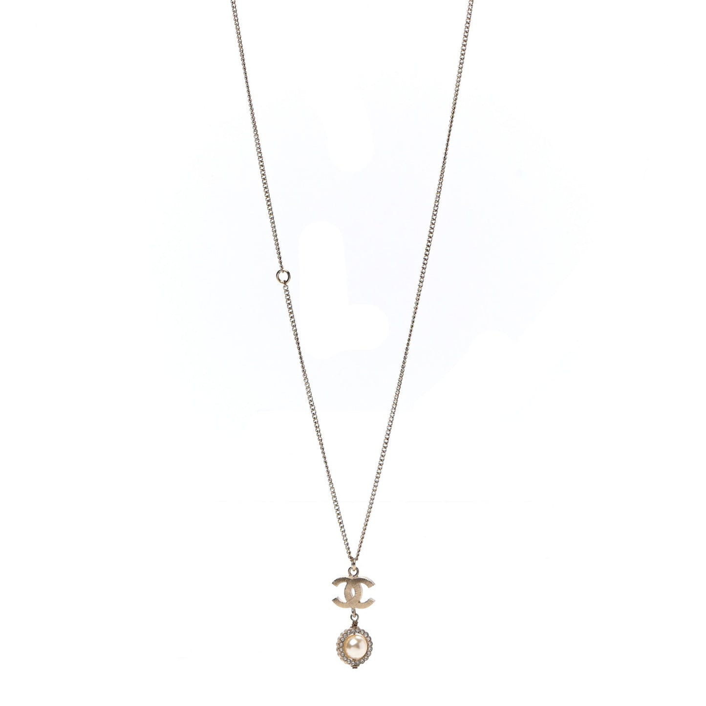 Crystal Pearl CC Lace Camellia Necklace Gold