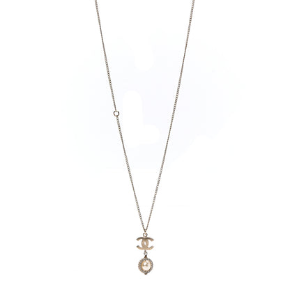 Chanel Crystal Pearl CC Lace Camellia Necklace Gold 1 of 7
