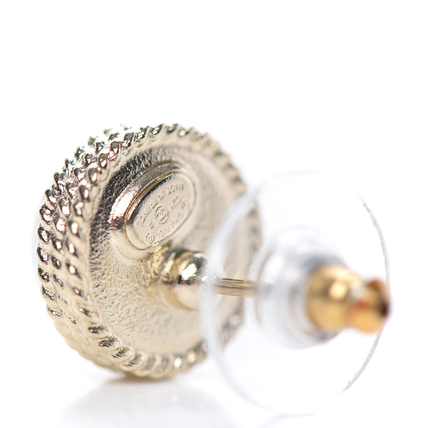 Chanel Pearl Crystal CC Round Earrings Gold 4 of 5