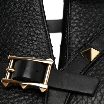 Valentino Garavani Pebbled Calfskin Rockstud Double Buckle 65mm Ankle Boots 38.5 Black 12 of 13