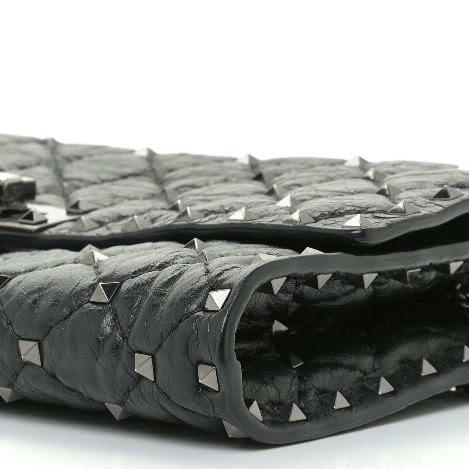 Valentino Garavani Lambskin Rockstud Spike Wallet on Chain Black 6 of 10