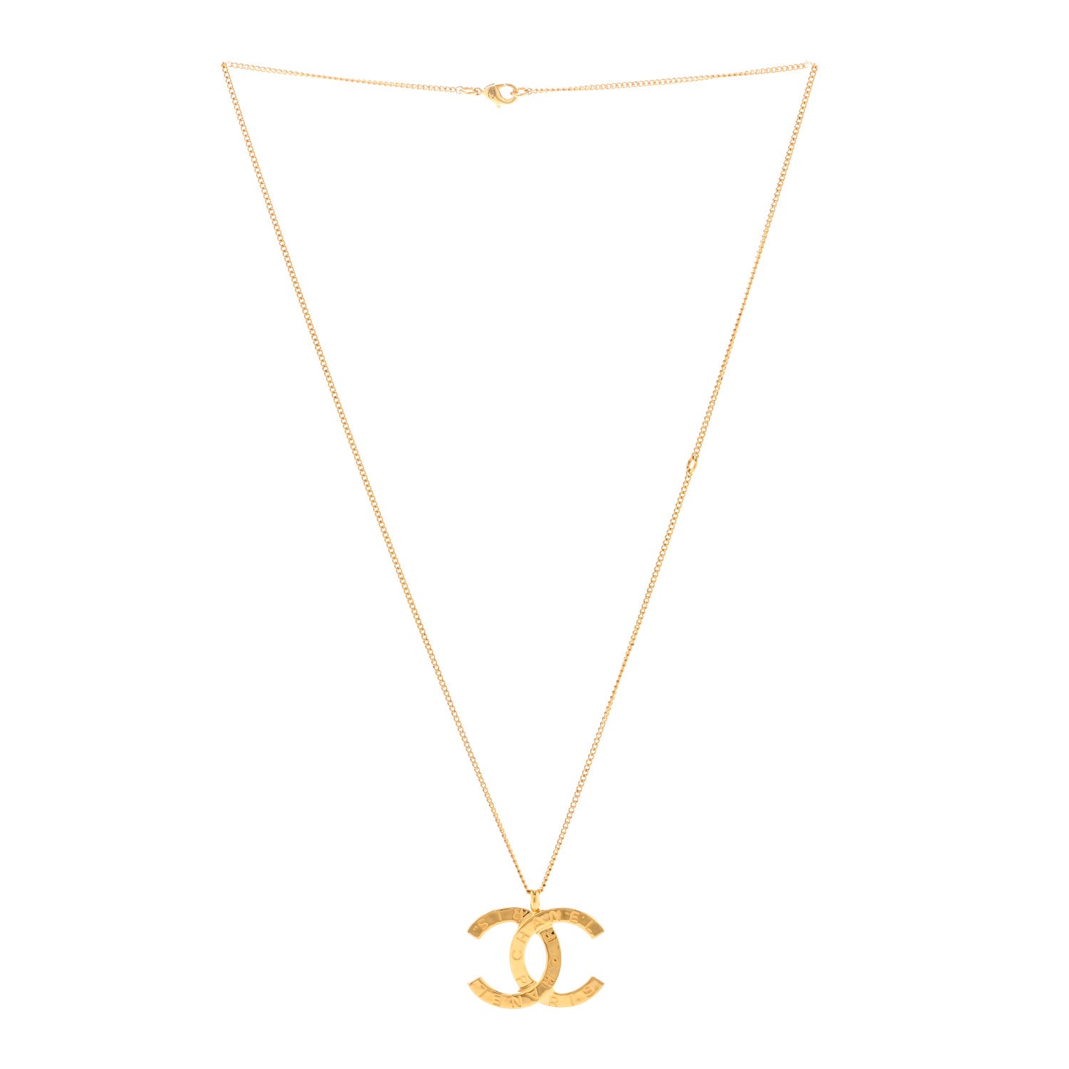 Chanel Metal CC Paris Button Necklace Gold 3 of 6