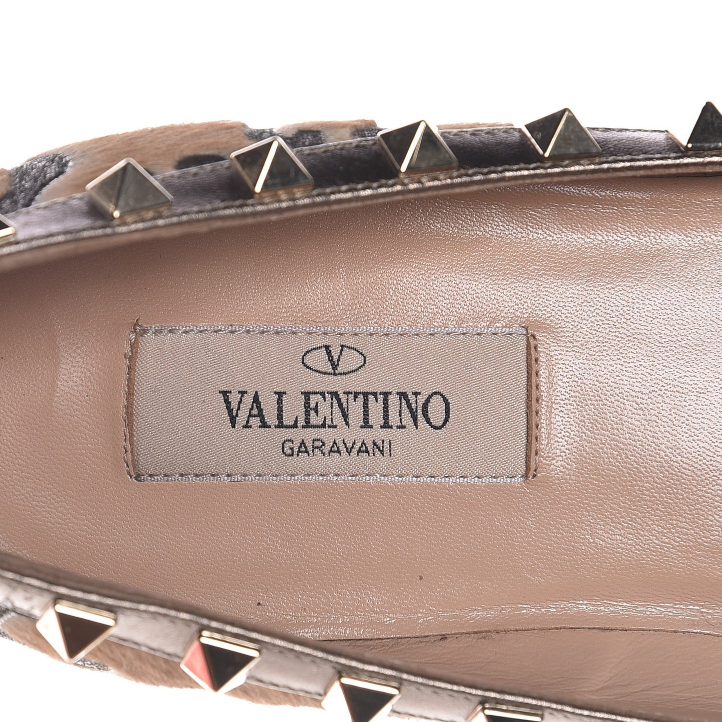 Calf Hair Leopard Print Rockstud Ballerina Flats 38 Fucile Al Campion