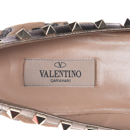 Valentino Garavani Calf Hair Leopard Print Rockstud Ballerina Flats 38 Fucile Al Campion 18 of 23